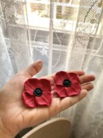 Pendientes Flor de Amapola tamaño real